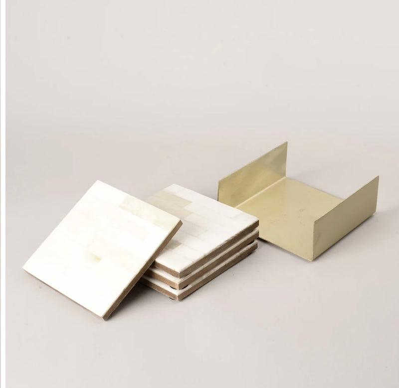 Bone Coasters With Brass Dispenser