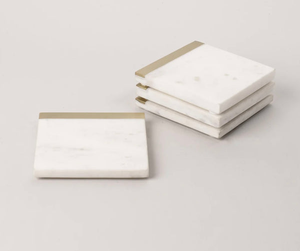 Marble Coasters With Brass Edge