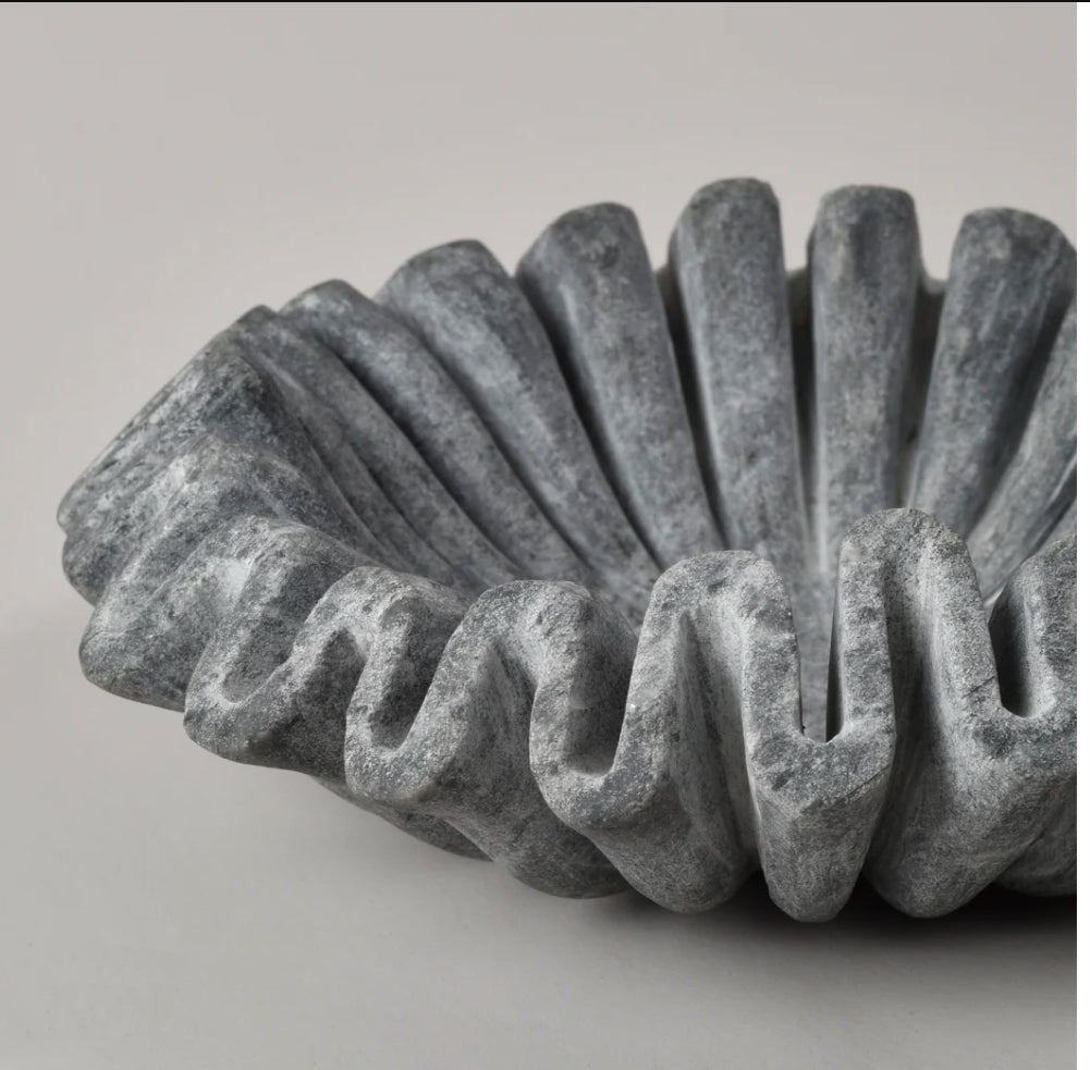 Black Marble Fluted Bowl