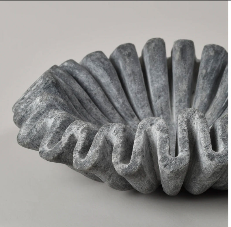 Black Marble Fluted Bowl