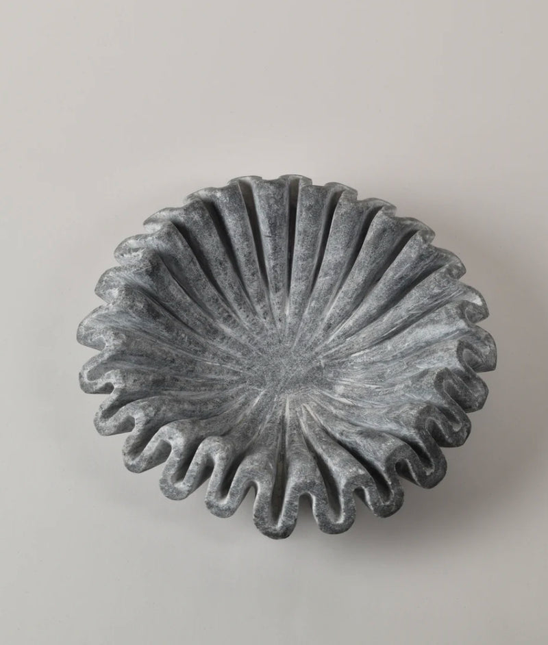 Black Marble Fluted Bowl