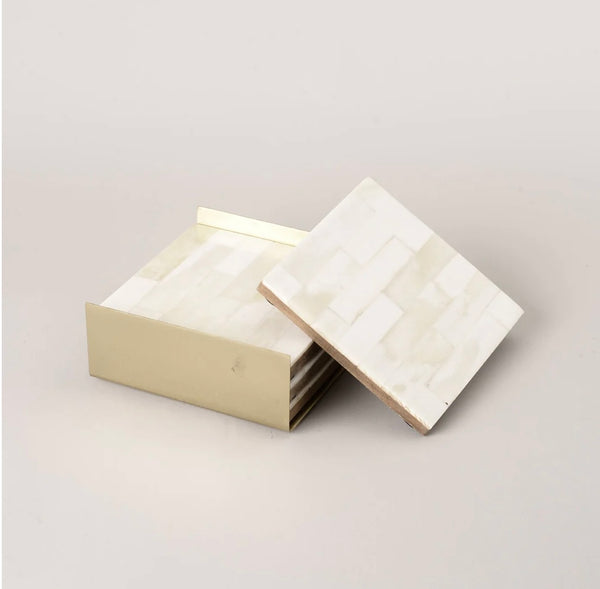Bone Coasters With Brass Dispenser