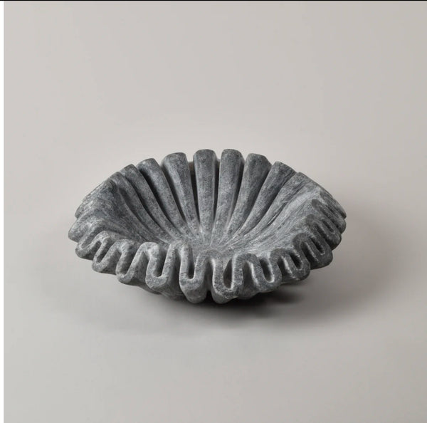 Black Marble Fluted Bowl