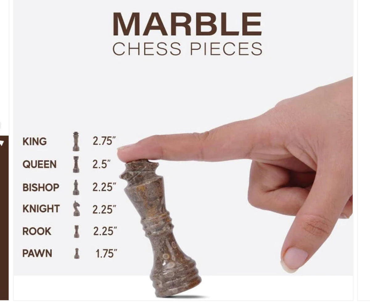 Marble Chess Set With Storage Box - Oceanic