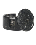 Round Marble Coasters In Holder Black