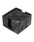 Marble Coasters In Holder Black