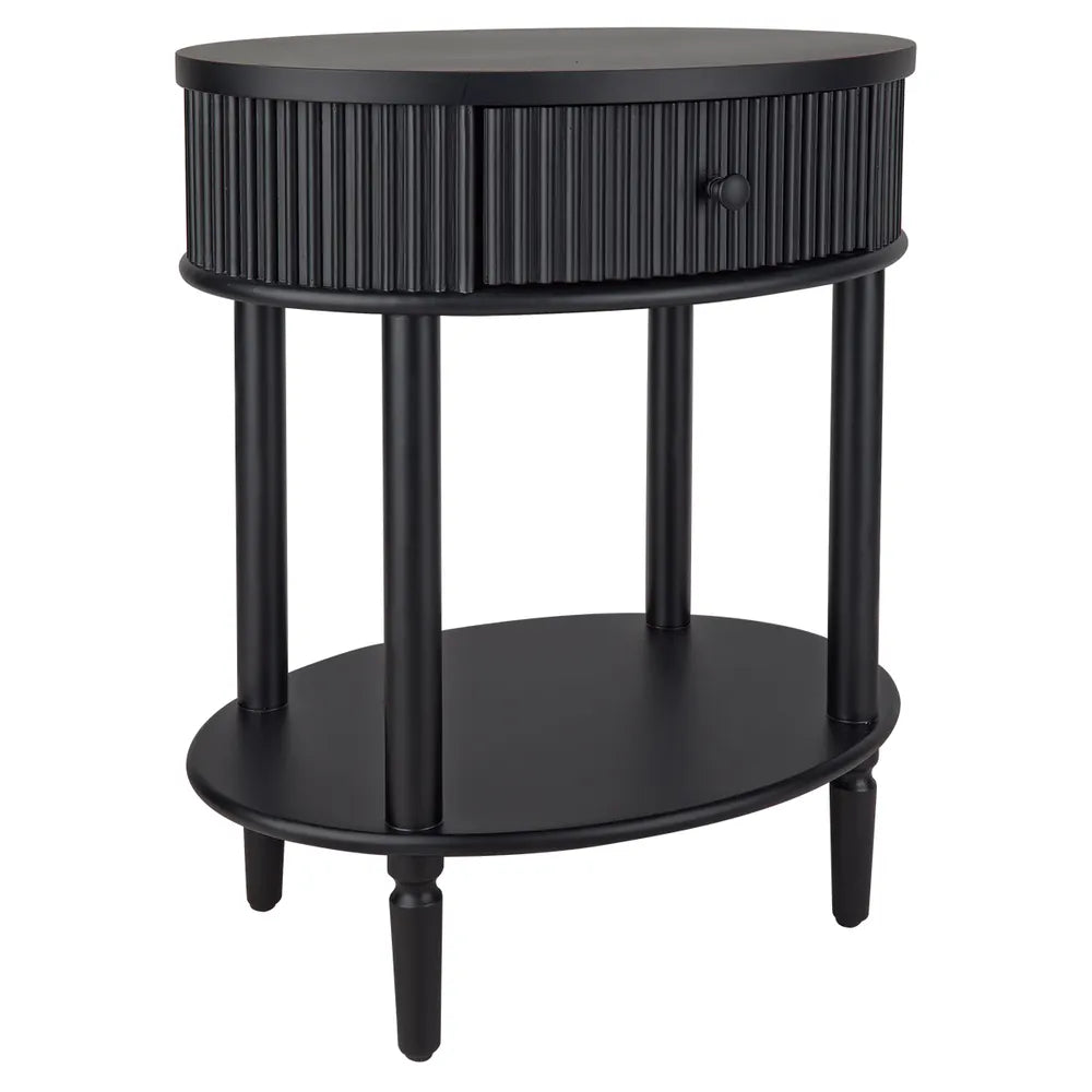 Jazelle Oval Bedside Table Black
