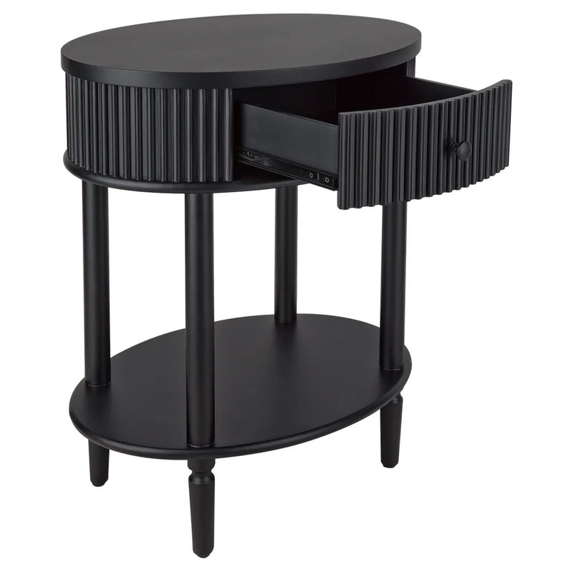 Jazelle Oval Bedside Table Black