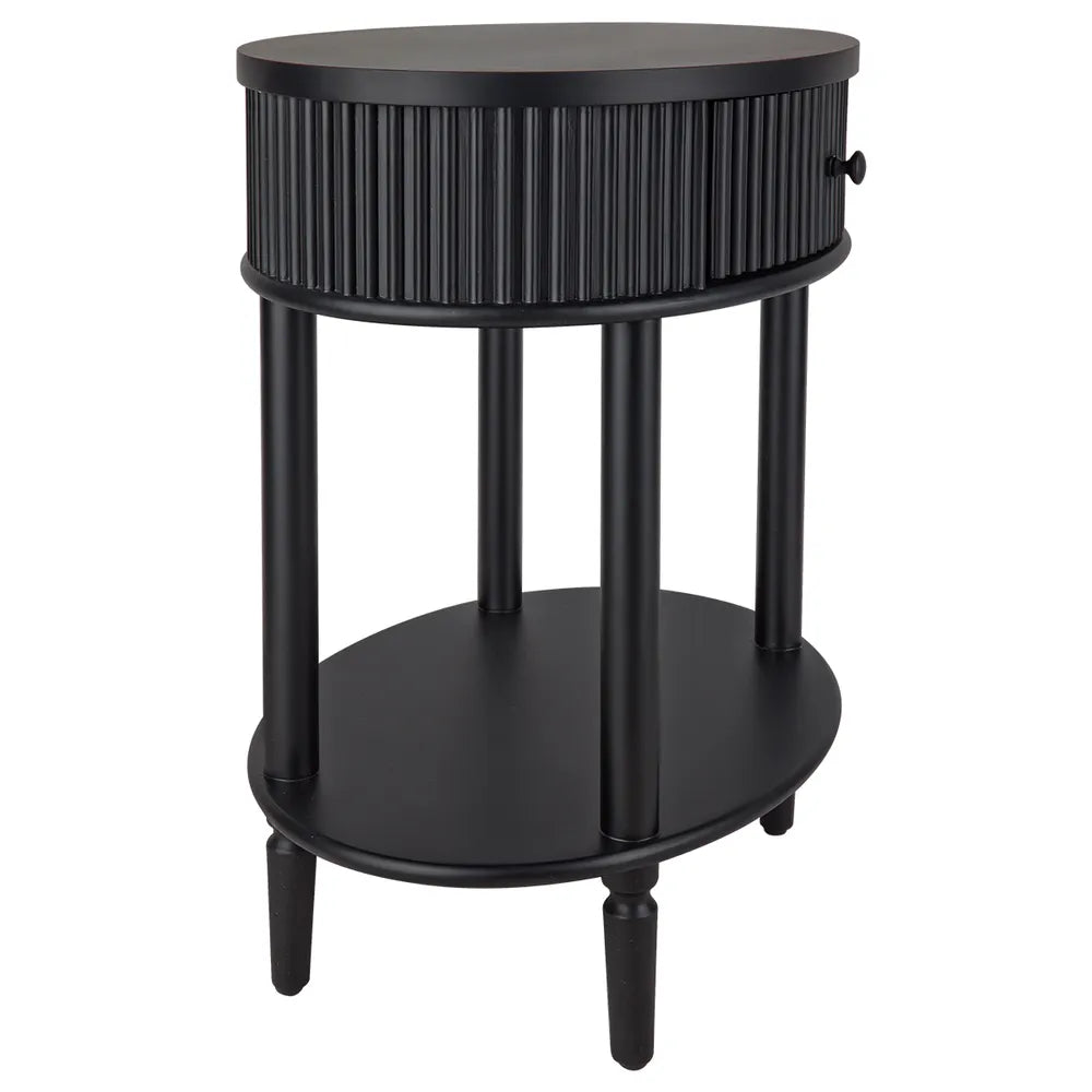 Jazelle Oval Bedside Table Black