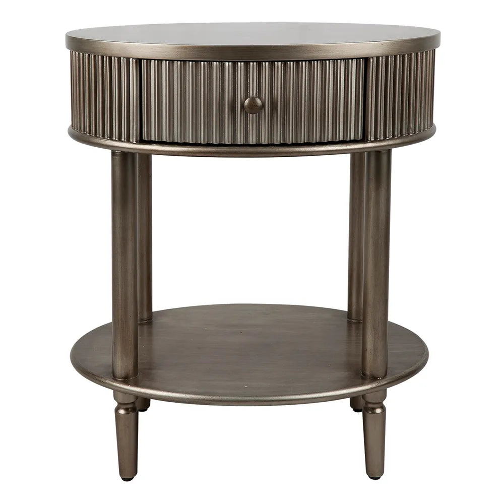 Jazelle Oval Bedside Table Antique Gold