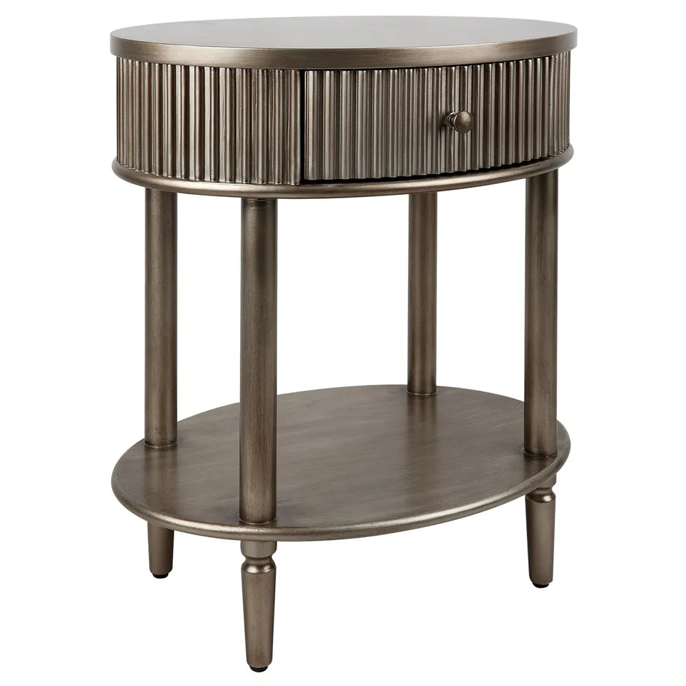 Jazelle Oval Bedside Table Antique Gold