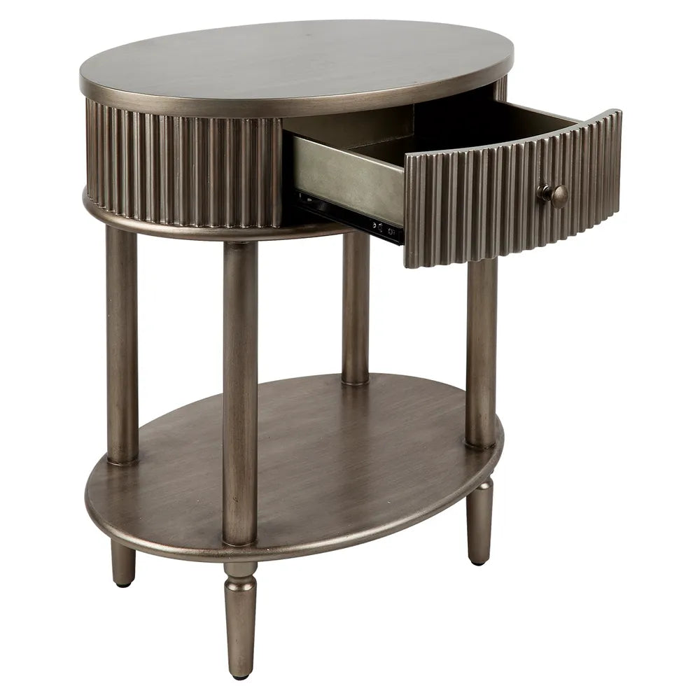 Jazelle Oval Bedside Table Antique Gold