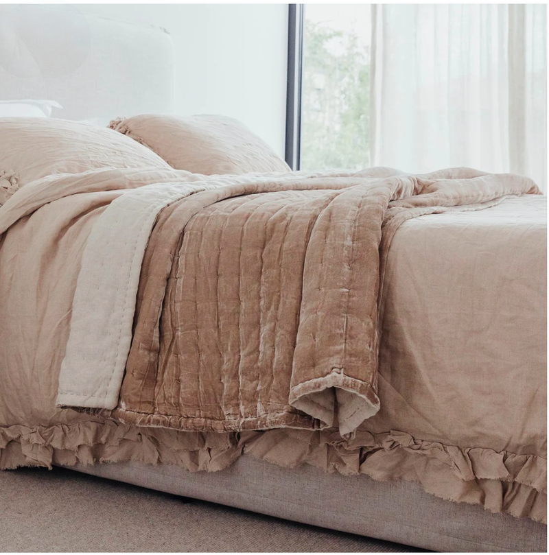 Delilah Silk Velvet Throw - Latte