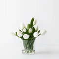 Tulips in Glass Vase Arrangement