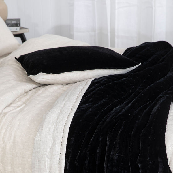 Delilah Silk Velvet Throw - Black