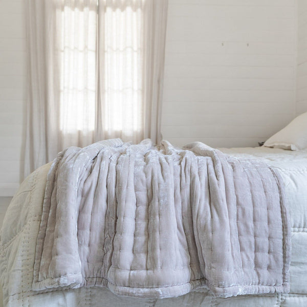 Delilah Silk Velvet Throw - Oyster