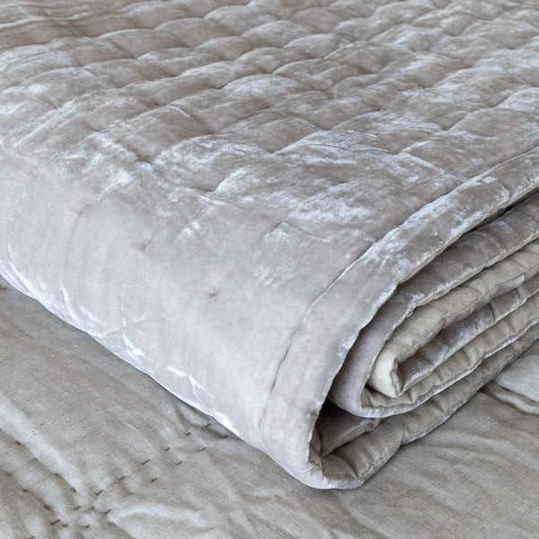Delilah Silk Velvet Throw - Oyster