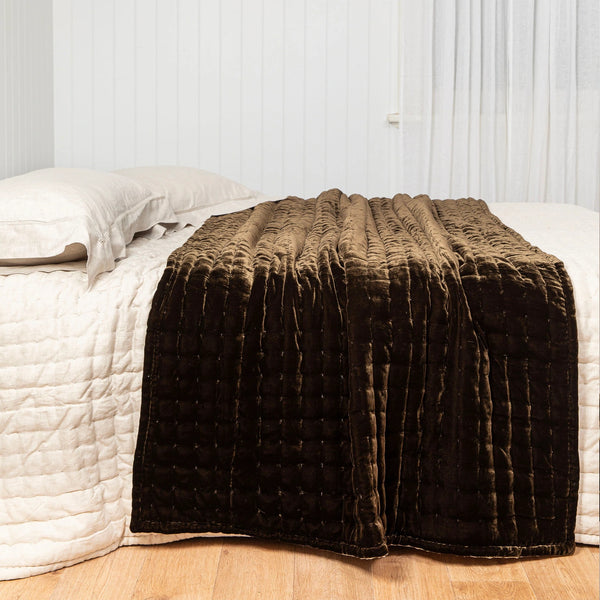 Delilah Silk Velvet Throw - Chocolate