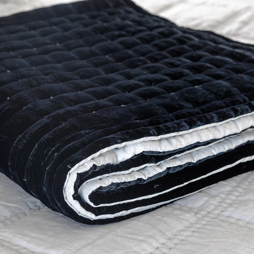 Delilah Silk Velvet Throw - Black