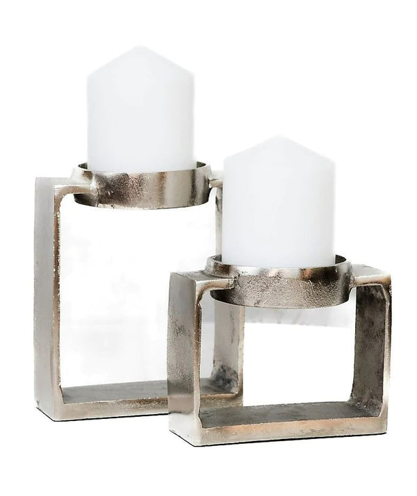 Miles Candle Holder Set - Silver Finish