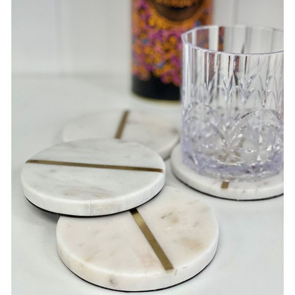 Marble Brass Coasters
