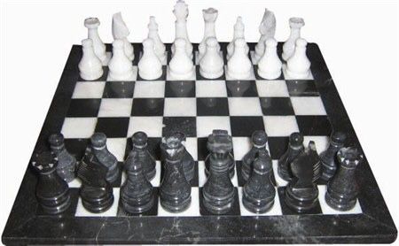 Onyx Black & White Marble Chess Board