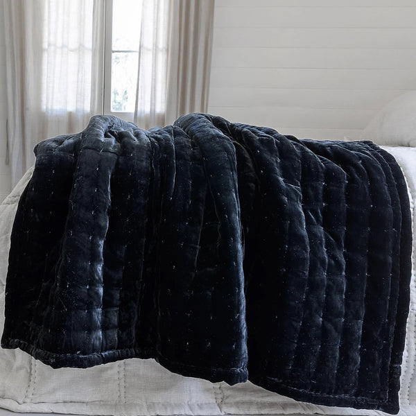 Delilah Silk Velvet Throw - Black