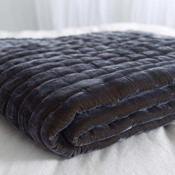 Delilah Silk Velvet Throw - Licorice