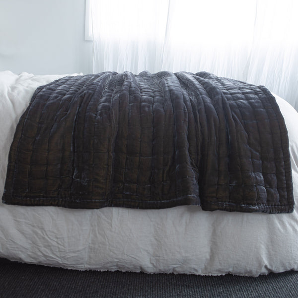Delilah Silk Velvet Throw - Licorice